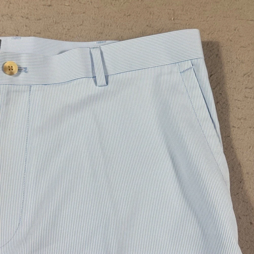 Peter Millar Wicking Golf Short Men 38 Blue White Stripe Crown Sport Performance